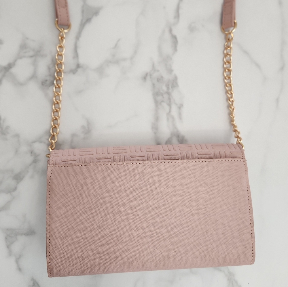 Anne Klein Wallet on a Chain Crossbody Bag Rose Logo Print Chain Strap - Picture 9 of 16